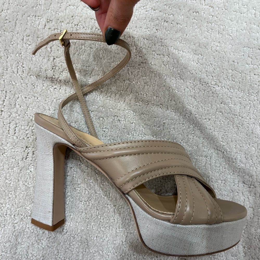 Elegant Tan Strappy Platform Heels